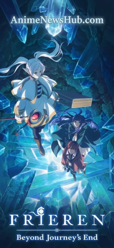 Frieren Season 2 key visual poster featuring Frieren, Fern, and Stark for AnimeNewsHub