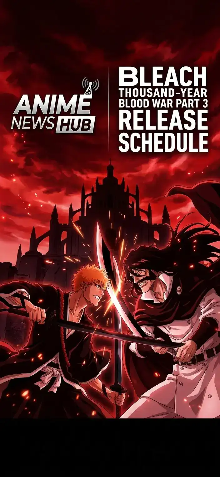 Bleach Thousand-Year Blood War Part 3 release schedule guide, Ichigo vs Yhwach battle preview image, Anime News Hub.